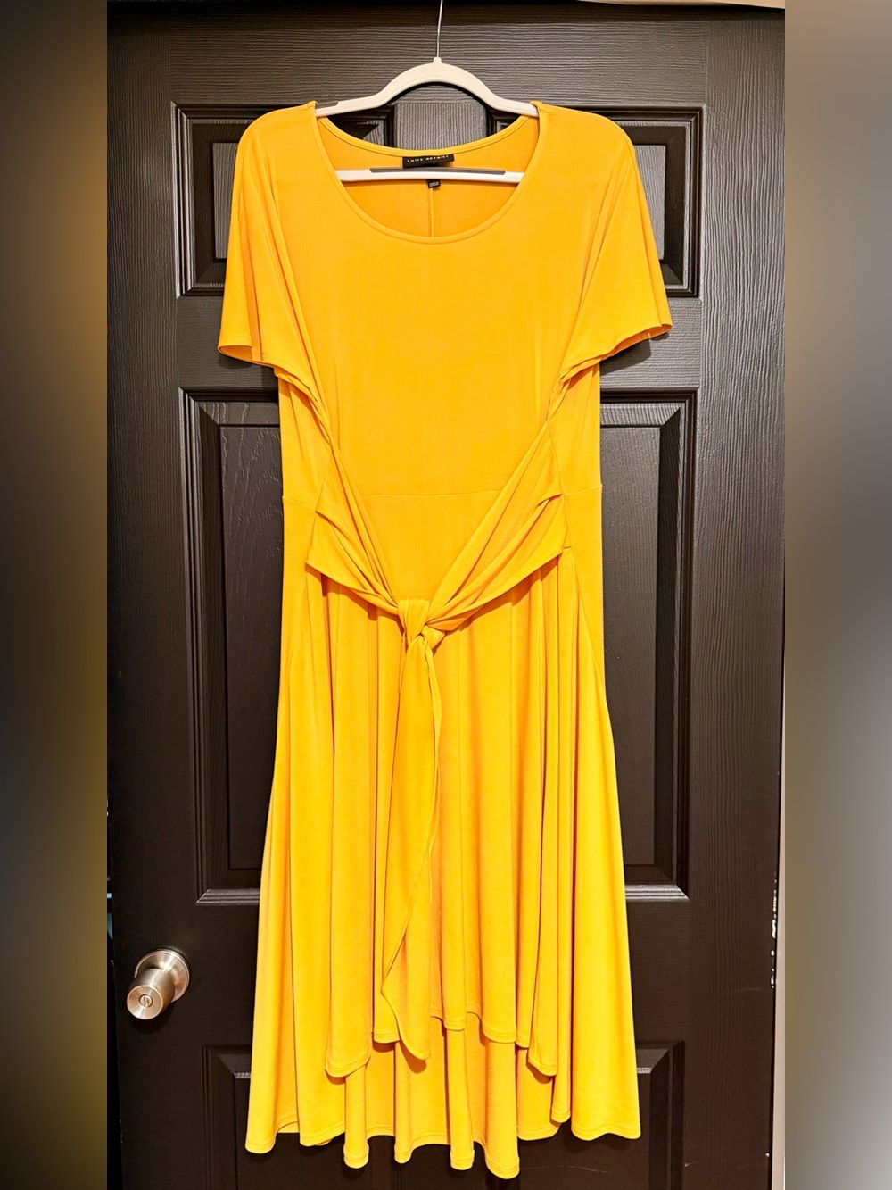 Lane Bryant Yellow/Gold Tie-Waist Midi Dress